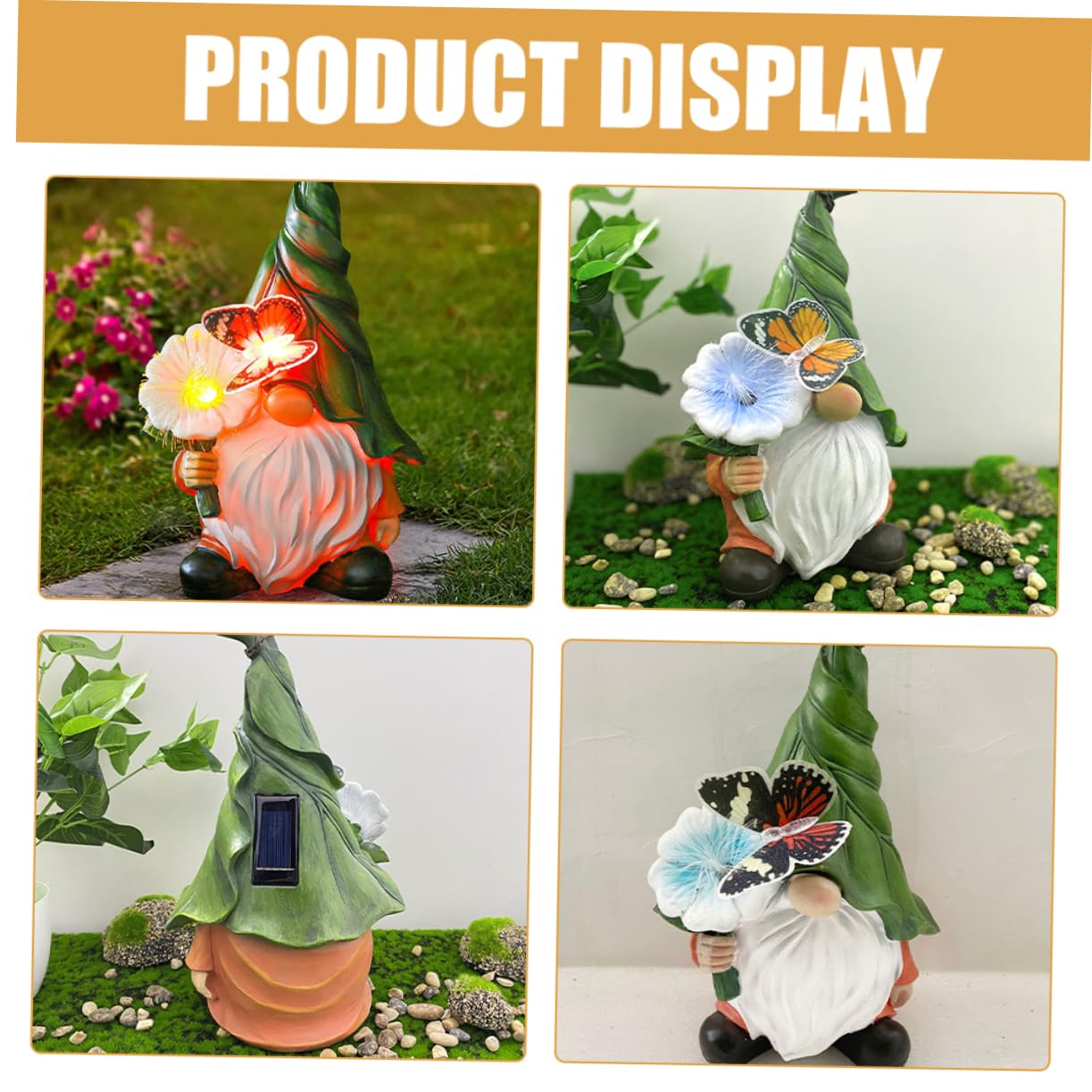 Toyvian Garden Gnome Sculpture with Solar Light Durable Resin Patio Decor for Outdoor Spaces Weather Resistant Lawn Ornament Present for Christmas Birthdays and Housewarming