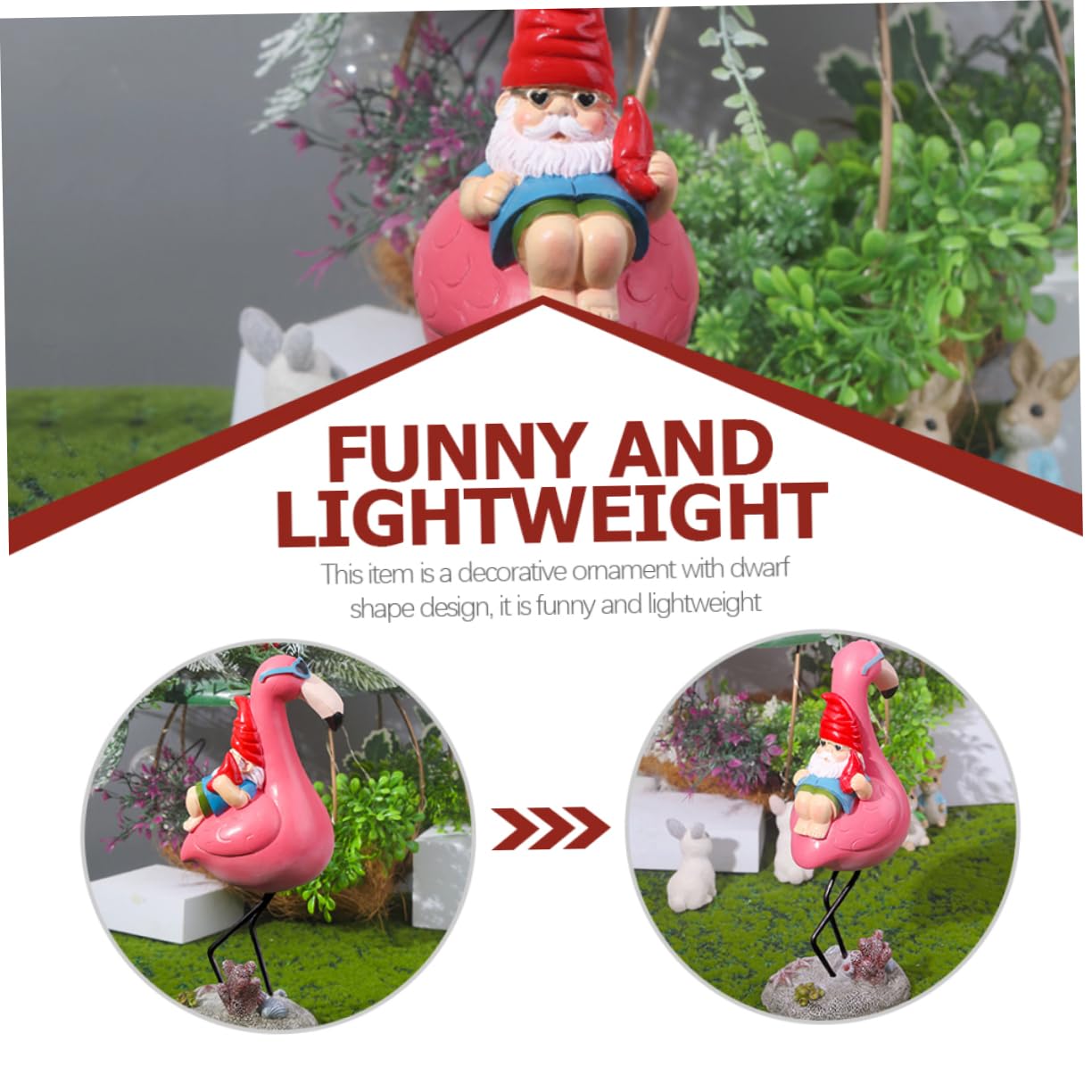SUPVOX Naughty Gnome Statue Flamingo Wear Resistant Resin Dwarf Garden Ornament for Outdoor Lawn and Lightweight for Courtyards and Parties