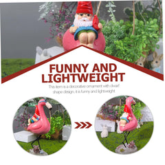 SUPVOX Naughty Gnome Statue Flamingo Wear Resistant Resin Dwarf Garden Ornament for Outdoor Lawn and Lightweight for Courtyards and Parties