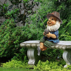 Caffney Fishing Gnome Garden Gnome Statue Naughty Gnome Garden Figurine Dwarf Sculpture Resin Ornament for Lawn Yard Balcony Porch Patio Home Indoor Outdoor Decorations