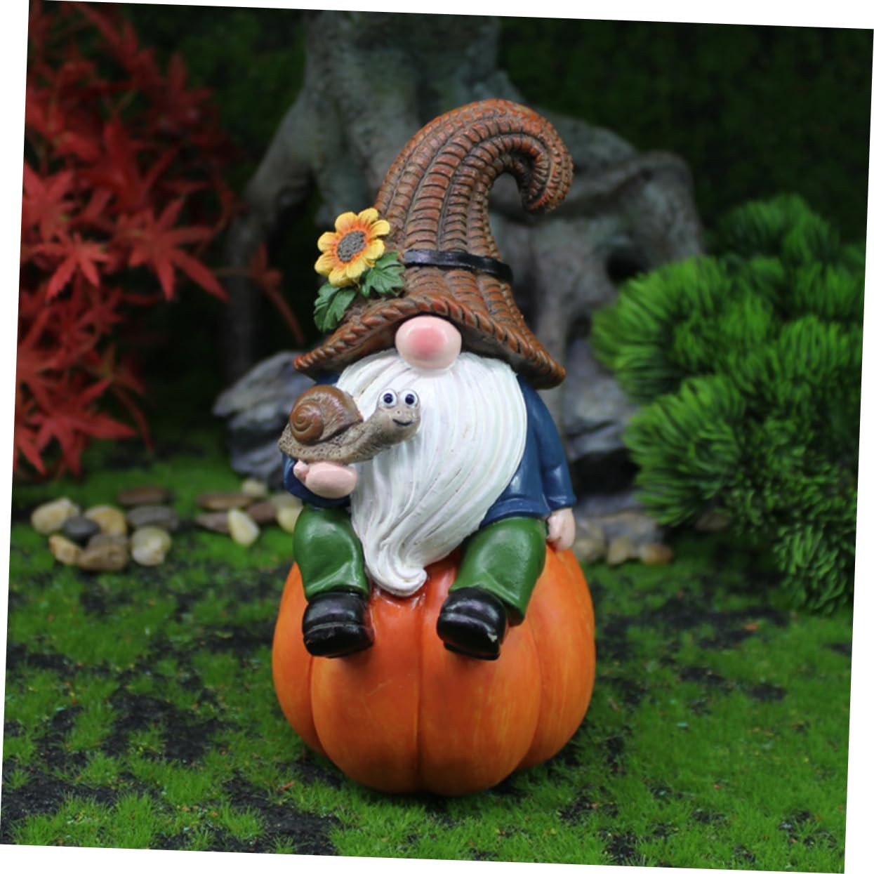Happyyami Naughty Garden Gnome Statue Adorable Resin Sculpture for Home Patio Decor Unique Festive Ornament for Christmas Holidays Lovely Gnome Garden Decoration