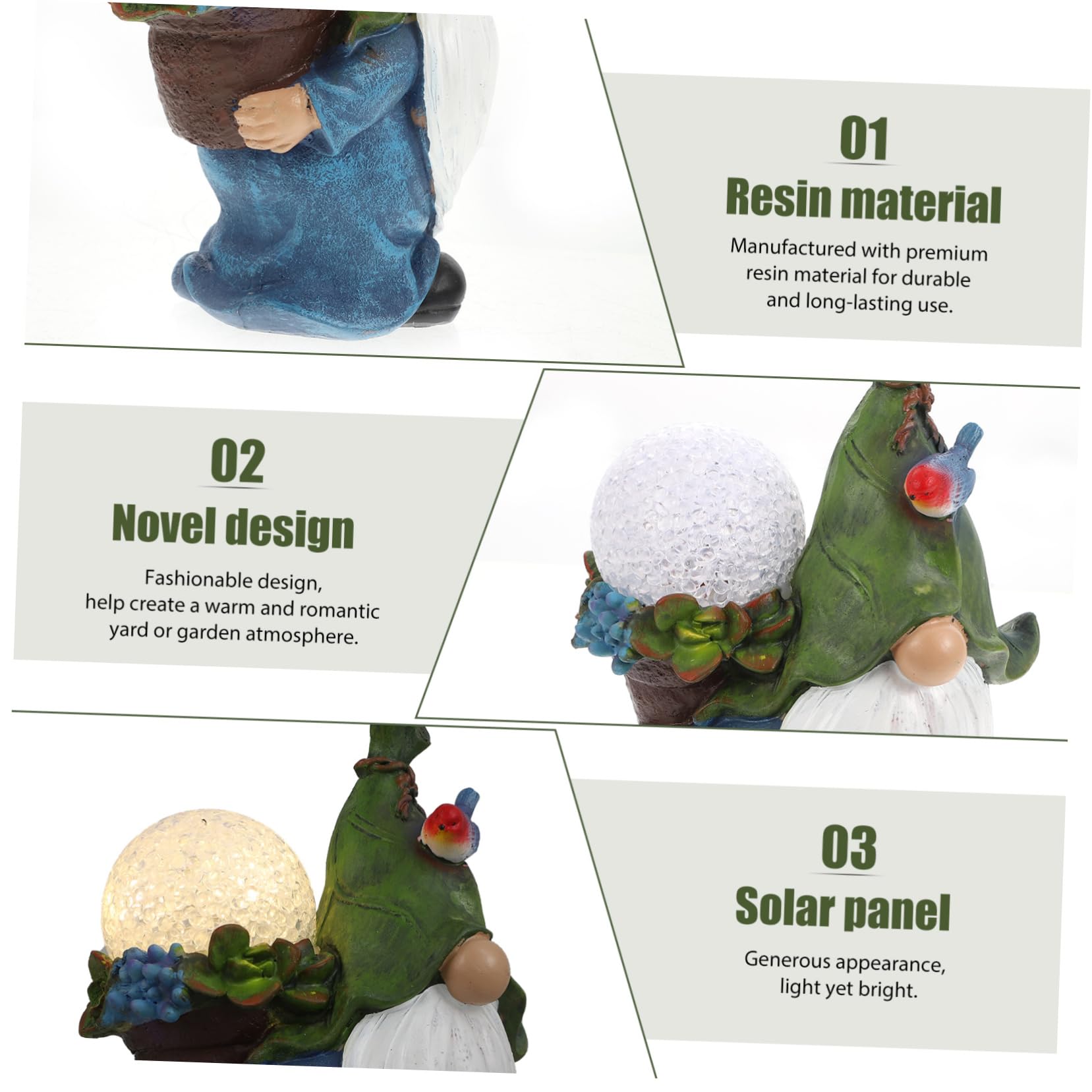 Toyvian 1Pc Creative Gnome Decorative Resin Craft Light Unique Dwarf Garden Ornament for Outdoor Decor Solar Powered Lawn Lamp for Pathways and Gardens Adds Warmth and Charm