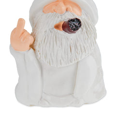 Relaxdays Gnome with Cigar, Giving Middle Finger, Rude Figurine, Frost Resistant, Garden Statue, Polyresin, White, 15 x 9 x 7 cm
