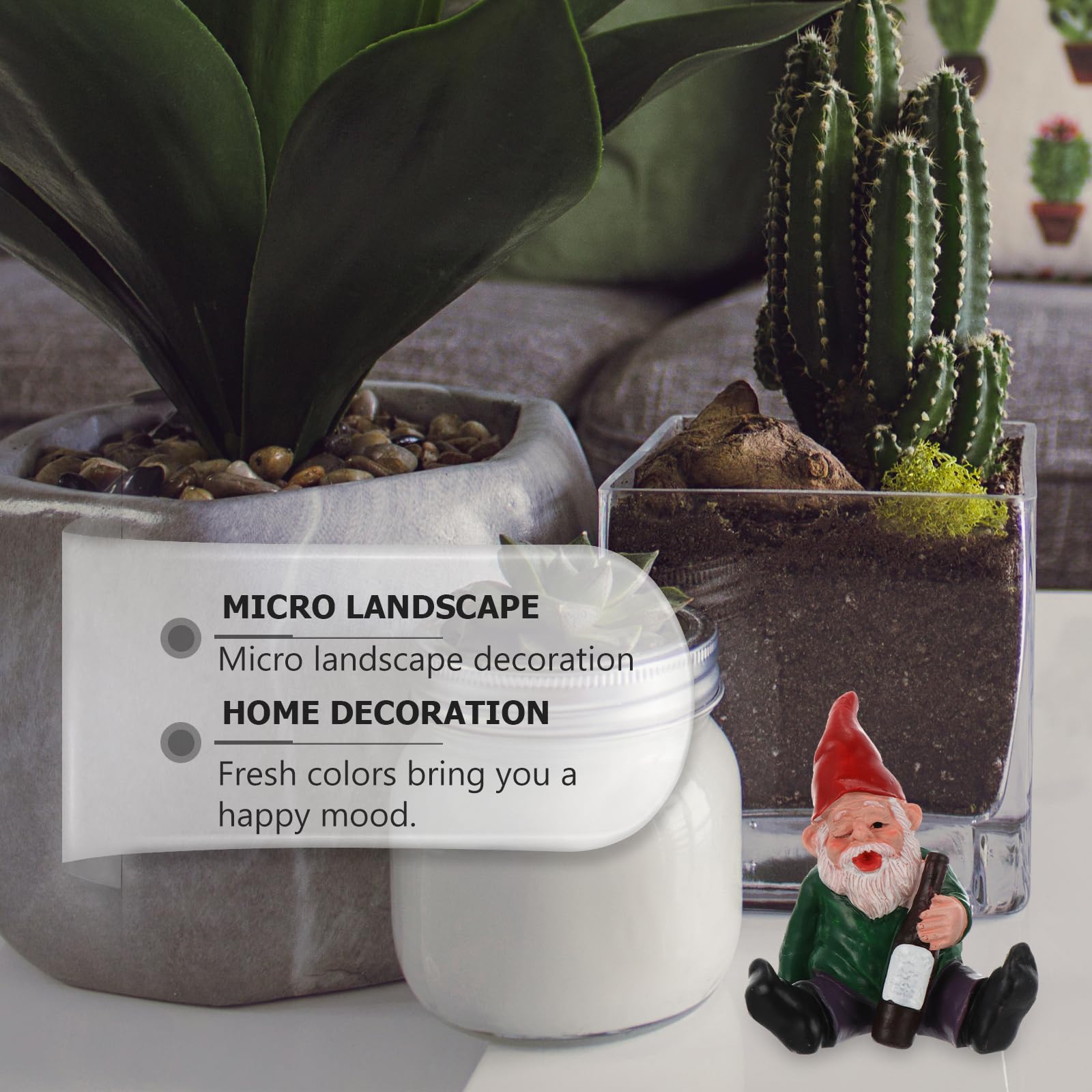 Happyyami 1pc Dwarf Ornaments Gnome Garden Accessories Funny Garden Figurine Mini Gnome Collectible Lawn Statues Miniture Decoration Out Door Decor Doll Artwork Lovely Gnome Statue Resin