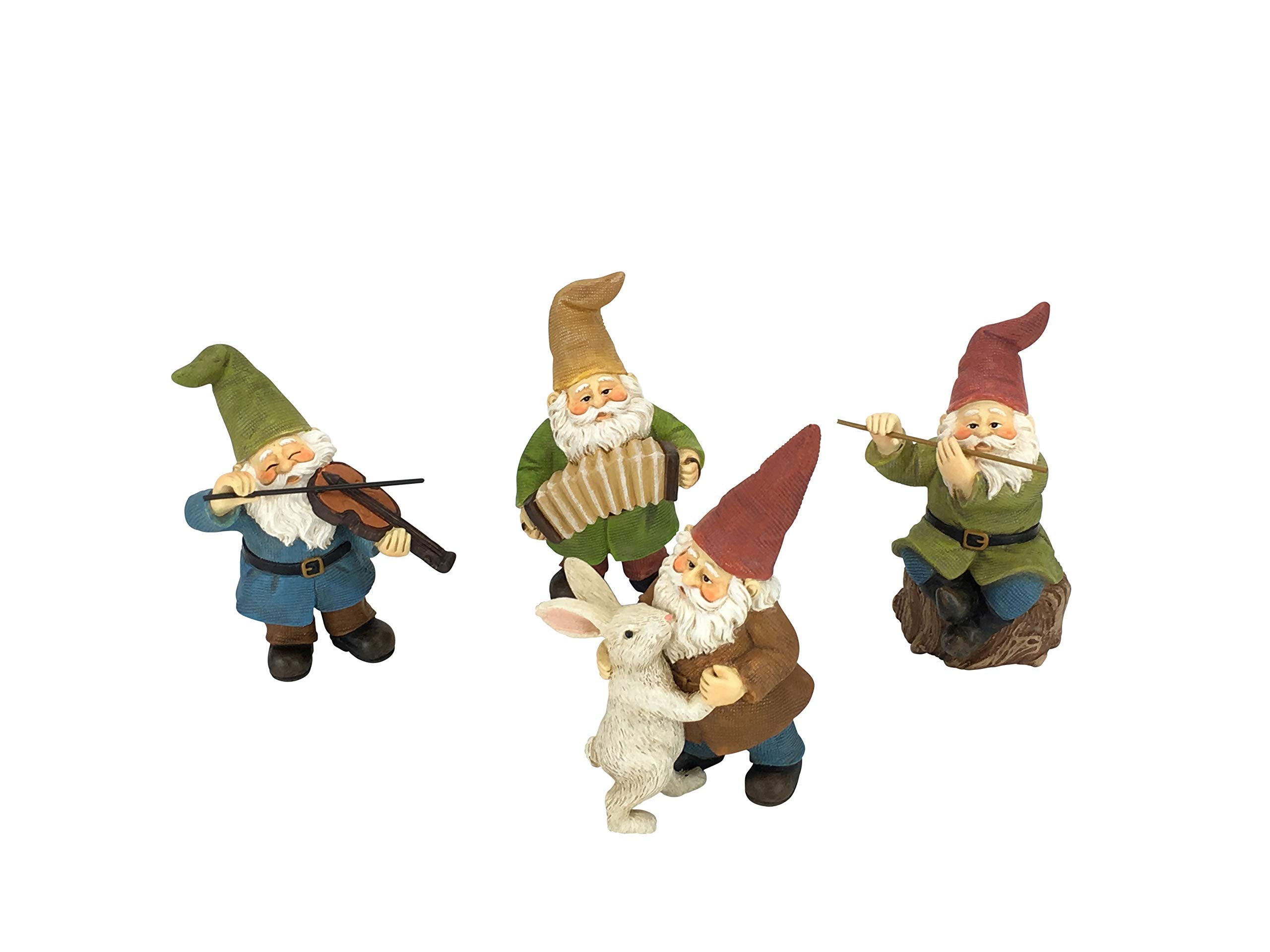 GlitZGlam Happy Gnomes Dancing Celebration! - 4- Piece Musical Garden Gnome Set for the Miniature Fairy Garden