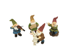 GlitZGlam Happy Gnomes Dancing Celebration! - 4- Piece Musical Garden Gnome Set for the Miniature Fairy Garden