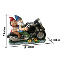 CT DISCOUNT STORE Biker Gnomes Couple On Motorcycle - Outdoor Cute Figurine Statues, Gnome Outdoor, Biker Couple in Love, Make Your Home and Garden More Fun, Great Gift