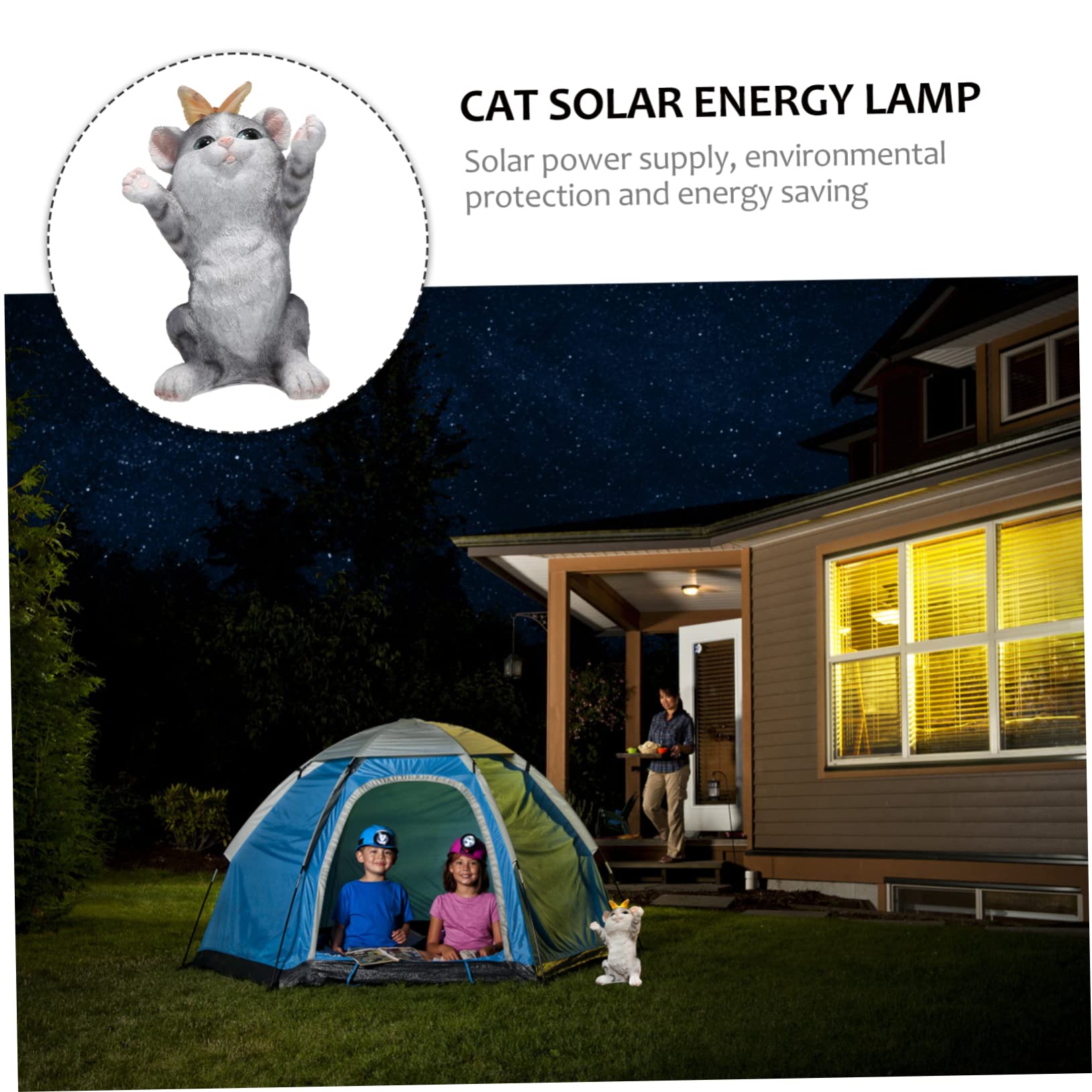 Cabilock 1pc Solar Cat Light Decor Solar Energy Adornment Garden Decorative Cat Lamp for Courtyard Lawn Patio Gentle Lighting for Outdoor Spaces