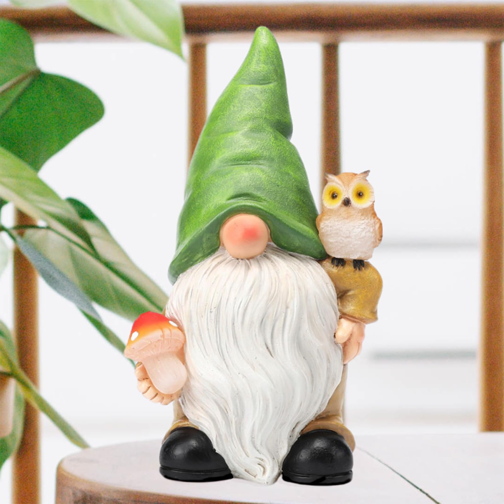 WONDHOME Garden Gnome Sculptures Statues Resin Decor Owl Mushroom Solar LED Lights Lantern Female Outdoor Gnomes Garden Figurines for Patio Yard Lawn House Farmhouse Decorations Gifts,Owl …