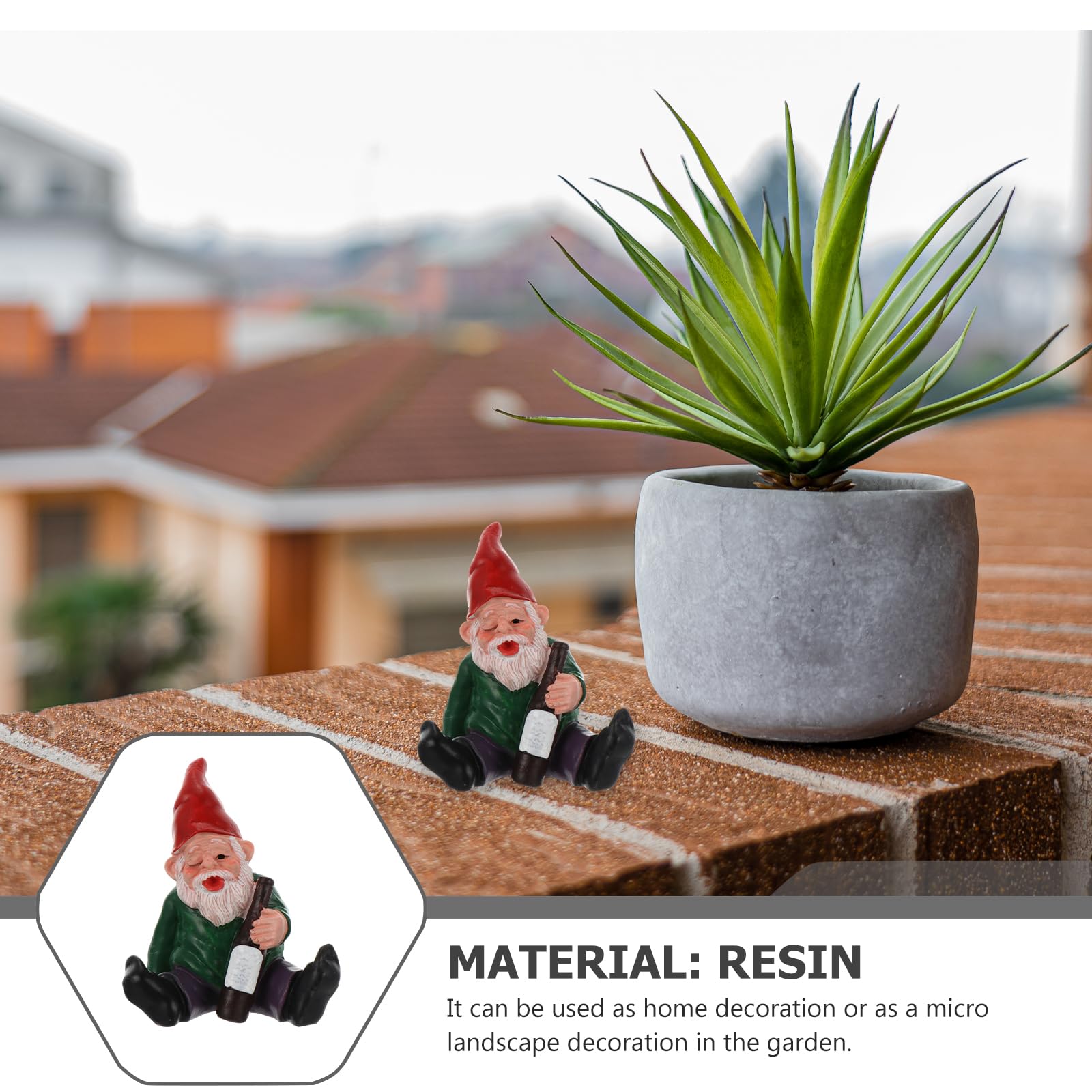 Happyyami 1pc Dwarf Ornaments Gnome Garden Accessories Funny Garden Figurine Mini Gnome Collectible Lawn Statues Miniture Decoration Out Door Decor Doll Artwork Lovely Gnome Statue Resin