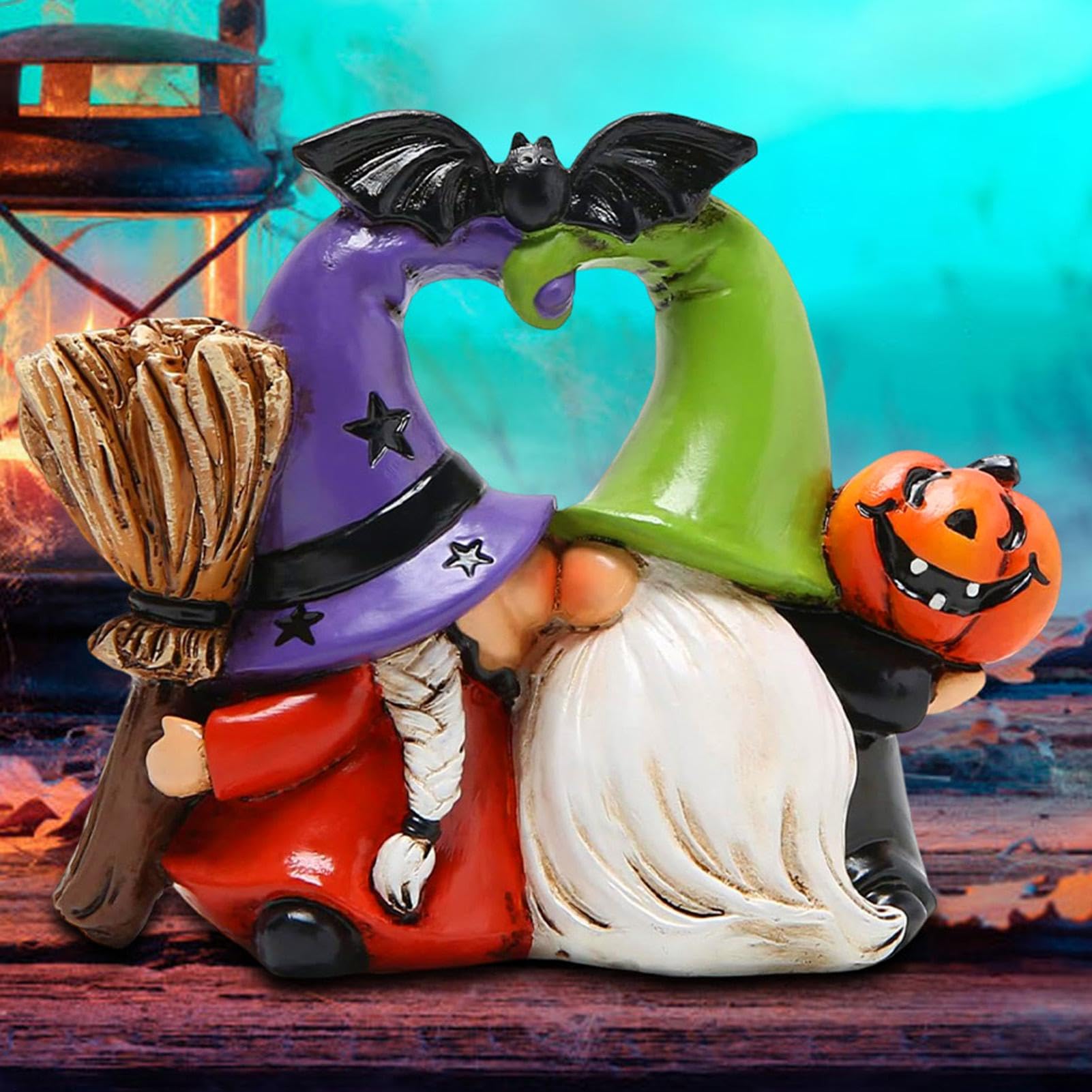 Pzuryhg Halloween Gnomes, Garden Gnomes, Spring Gnomes, Outdoor Gnomes Decorations, Gnomes Couple Decorations, Flower Gnomes Ornaments Decor, Summer Gnomes Figurines, Kiss Gnome Statue For Home