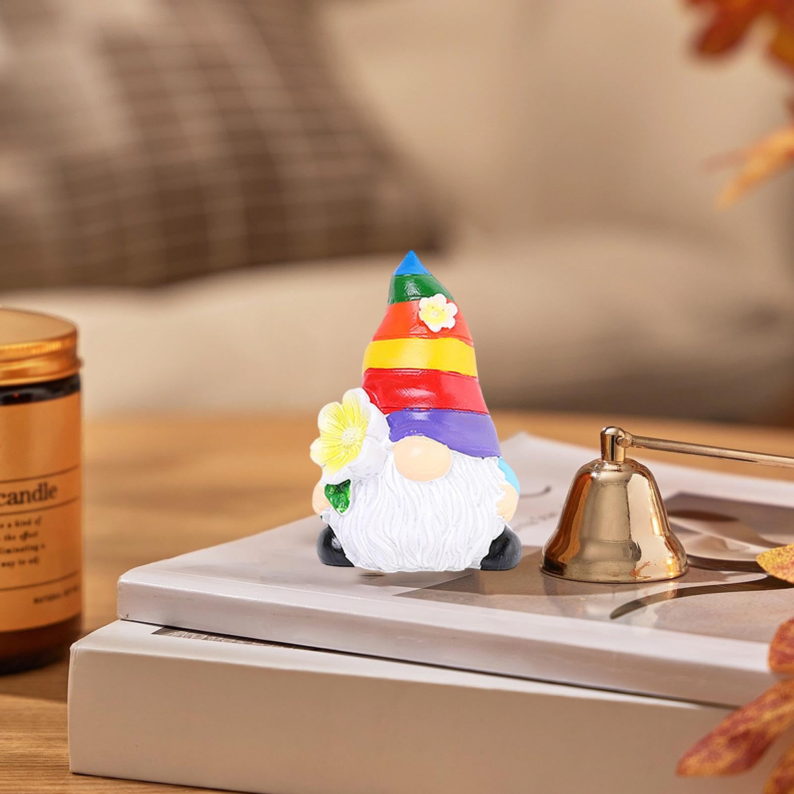 Playful Garden Statues, Fairy Garden Gnome Decoration, Rainbow Gnome Decoration, Outdoor Figurine For Garden, Adorable Gnome Statue, Cheerful Garden Accessory, Miniature Gnome Figurines, Vibrant