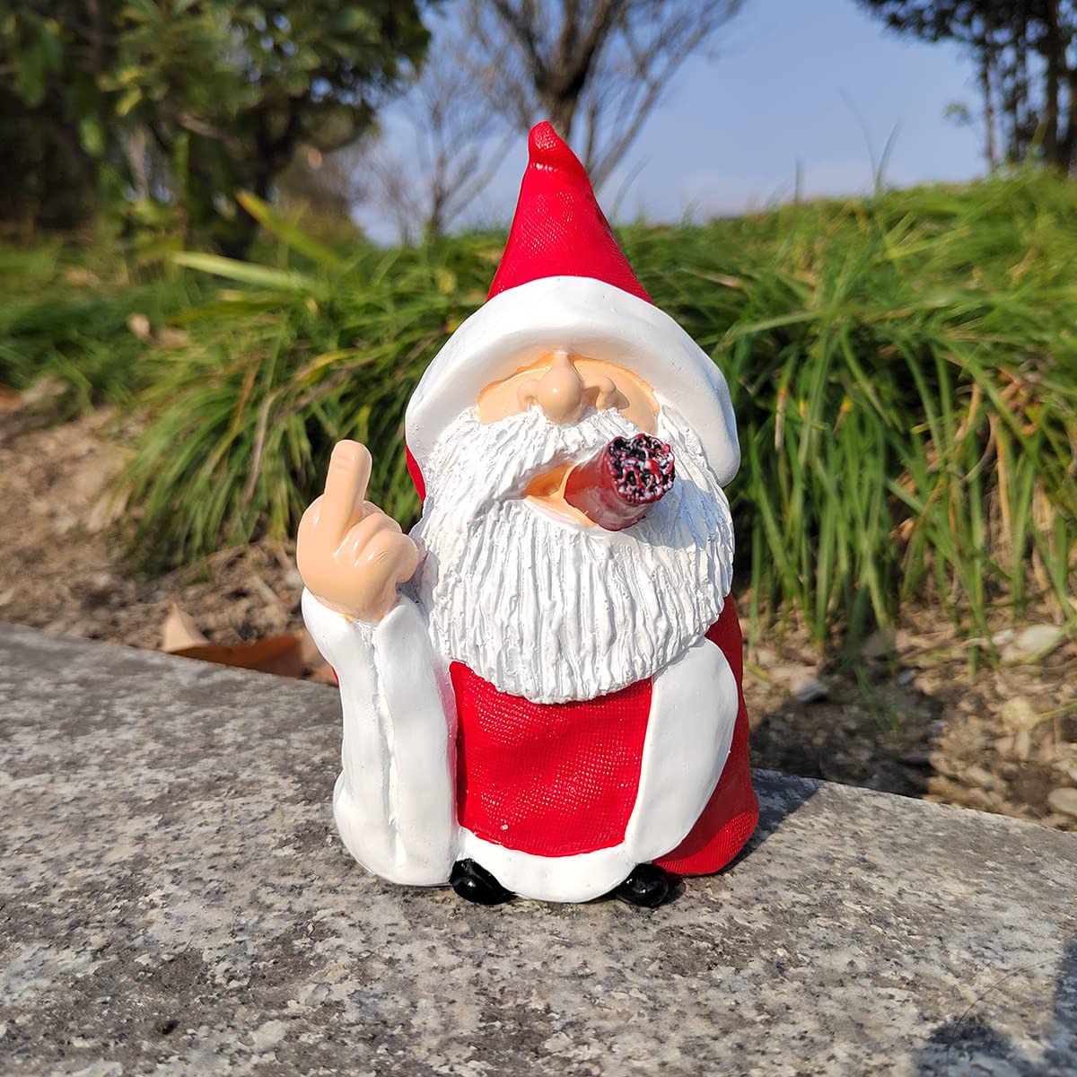 GJFASGF Middle Finger Gnomes Statues, Funny Smoking Wizard, Naughty Sculpture for Outdoor Indoor Patio Yard Lawn Porch Home Ornaments Garden Decoration