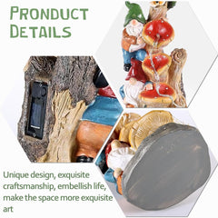 10.8'' Garden Gnome Statue with Solar Lights – Funny Outdoor Gnomes for Yard, Lawn, Patio or Porch, Resin Gnome Figurines with LED Lights, Housewarming Garden Gifts for Mom, Dad, Women, Grandparents