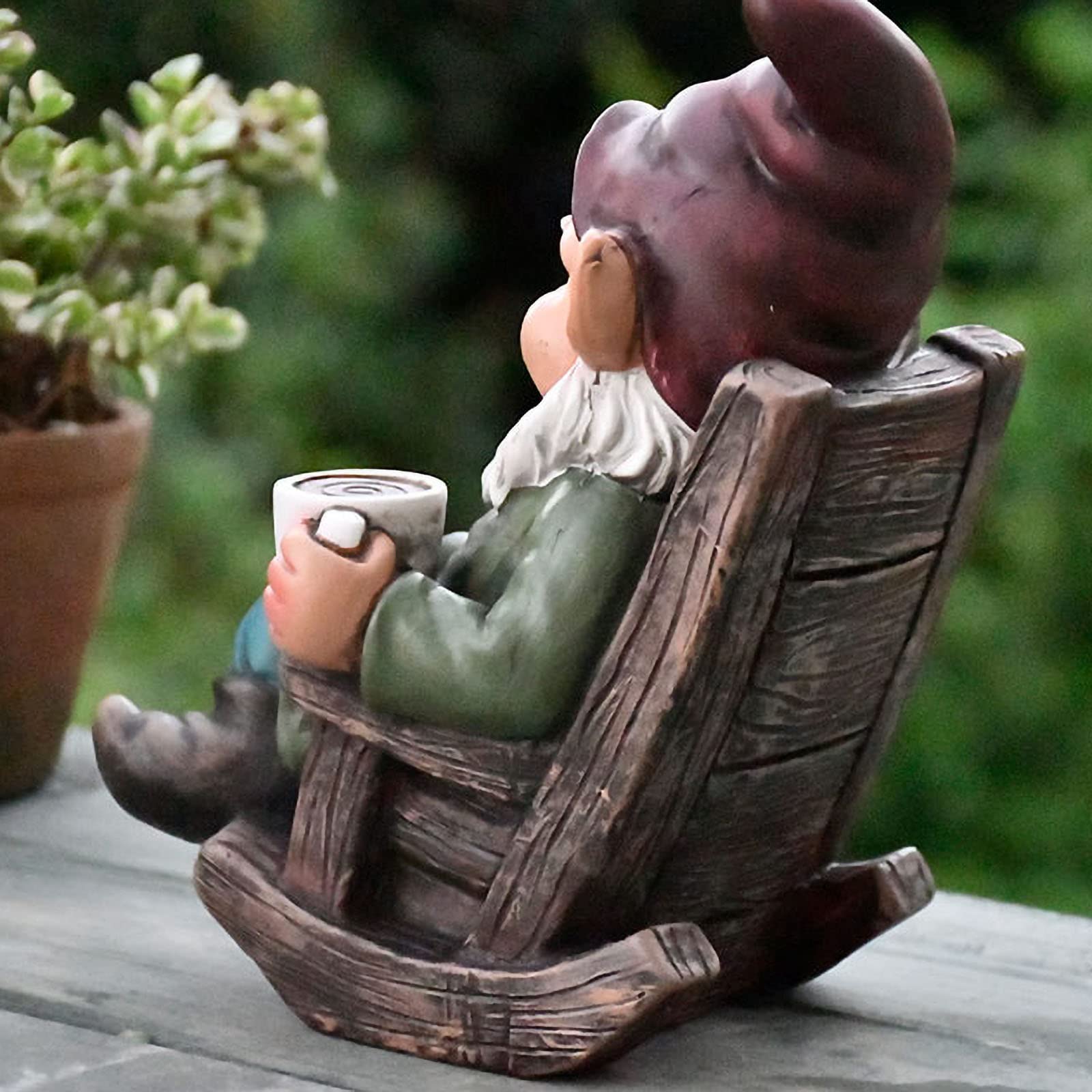 Tirifer Drinking Coffee Garden Gnome Statue, Wizard Gnome 3D Dwarves, Polyresin Outdoor Sculpture Gnome Statue Garden Figurine Art Garden Decoration for Lawn Yard Balcony Porch Patio…