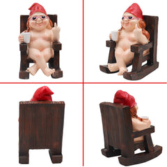Jinkoozz Garden Gnome, Funny Resin Outdoor Naked Gnome Decor Statue, Naughty Sunbathing Naked Beach Pool Statue, Gnomes Ornament for Fish Tank Aquarium Home Garden Indoor Outdoor Lawn - 4.25 Inch