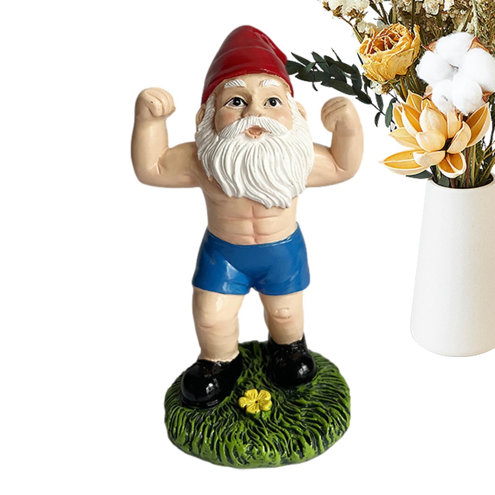 Funny Workout Garden Gnomes Statues, Outdoor Funny The Muscular, Barbell And Dumbbell Gnomes Decorations, Indoor Figurine For Home Tabletop, Garden Gnomes Ornaments, Funny Statue