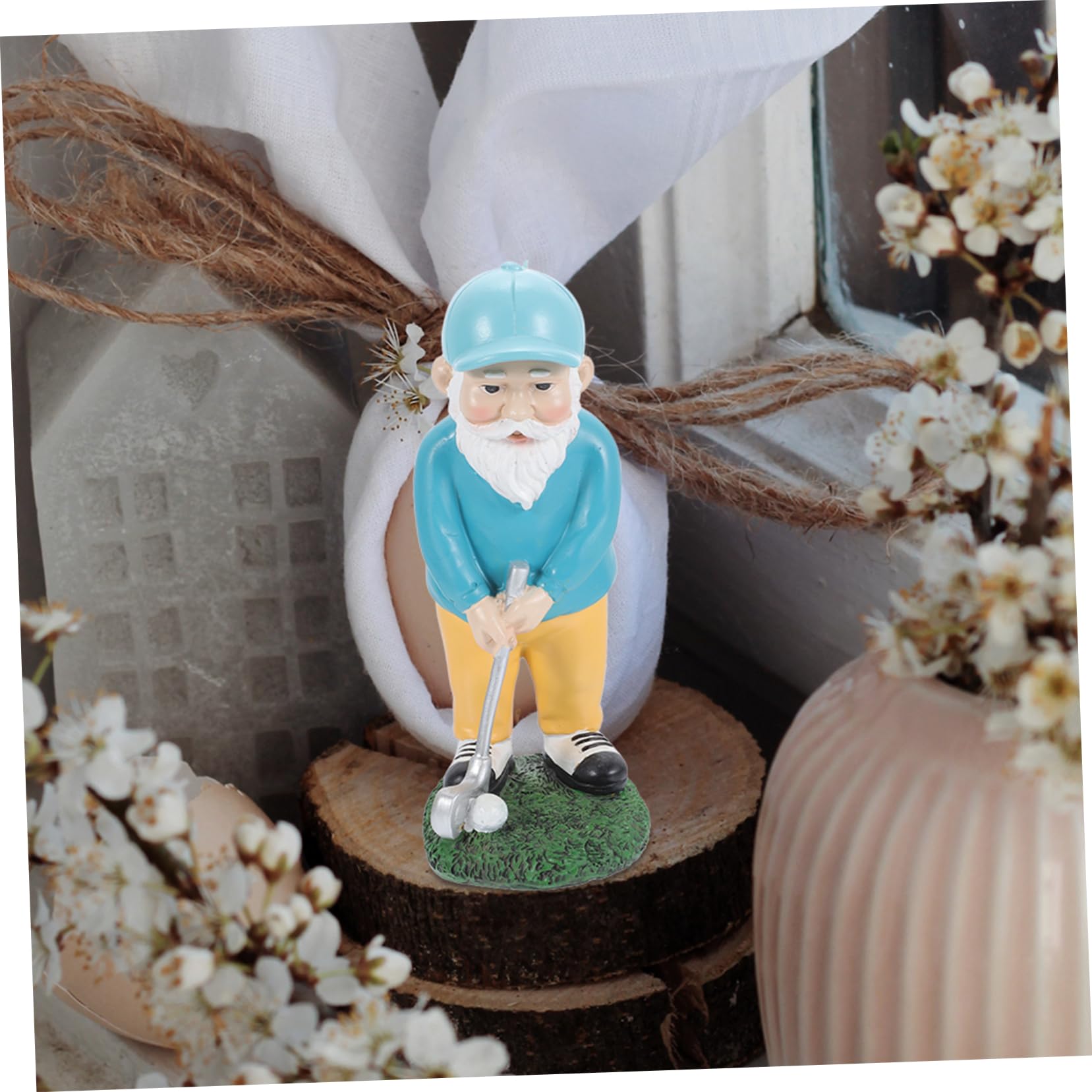 ORFOFE Miniature Golfing Dwarf Ornament Resin Gnome Statue Garden Decorations Fairy Garden Accessory