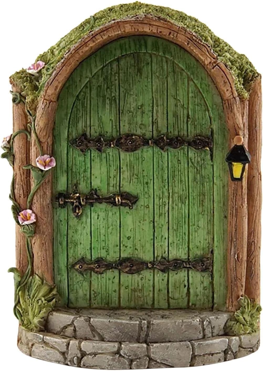 DPWOUM Green Fairy Door Wooden Miniature Fairy Gardens Doors Outdoor Mini Fairys Gnome House Accessories for Tree Trunk Ornaments Garden Miniatures,Garden Sculptures and Statues，Outdoor Statues