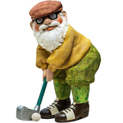 Mcuhm Garden Gnome Ornament - Handmade Resin Golfing Gnome Statue, Lightweight & Weatherproof Outdoor Decor for Garden, Patio, Yard for Gnome Lovers & Handmade Collectors