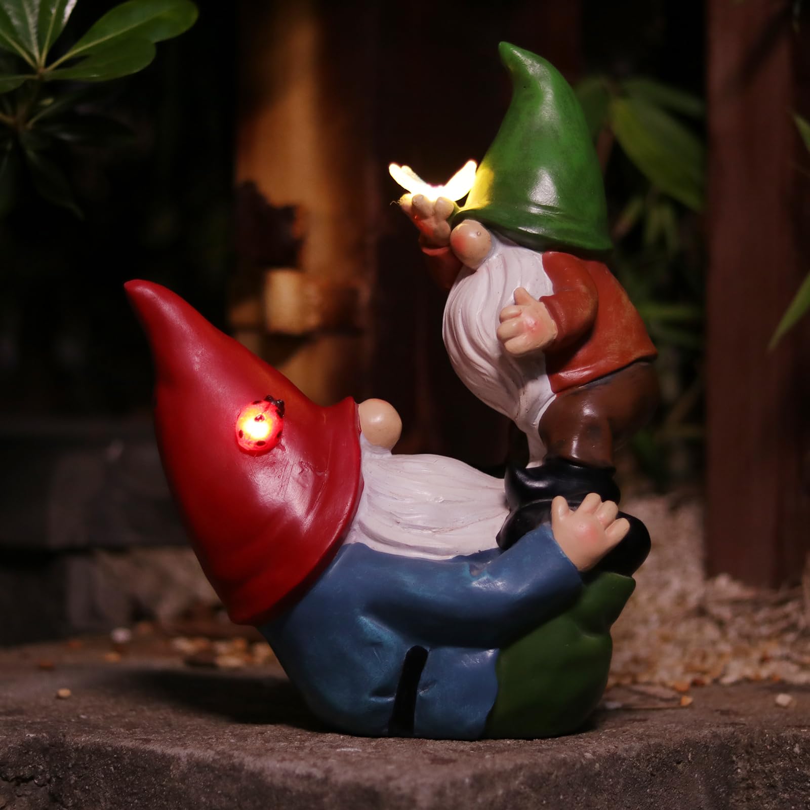 Ovewios Garden Gnomes Statues Outdoor, Funny Gnomes Figurine Playing Together Garden Sculpture& Statues Resin Ornament for Outdoor Patio Yard Lawn Porch Decor