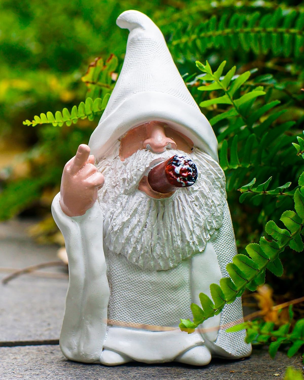 YUSWBCO Middle Finger Gnomes, Garden Gnomes Outdoor, Funny Garden Gnomes, White