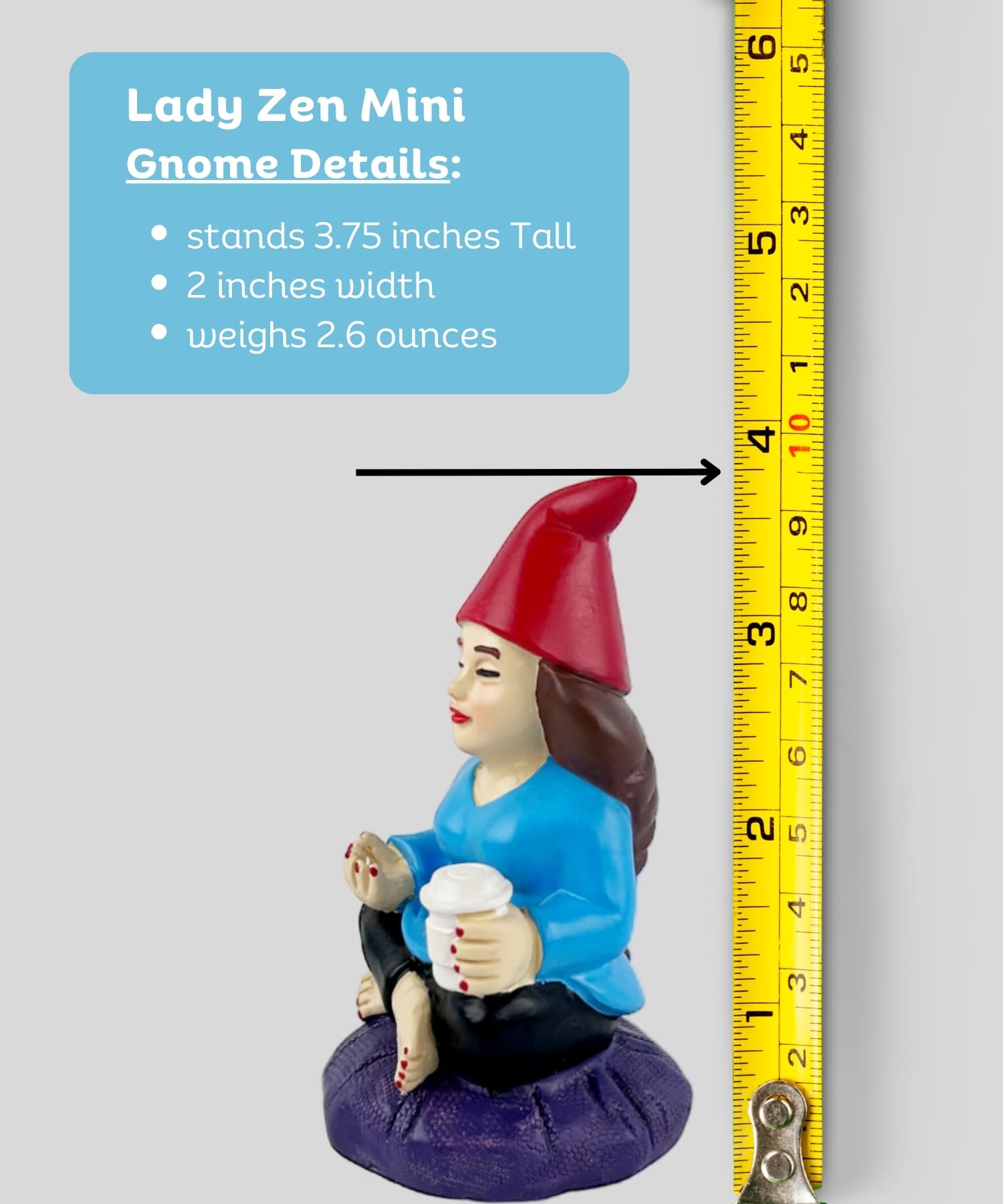 Gnometastic Mini Gnomes - Lady Zen Gnome, 3.75in Meditating Yoga Female Mini Gnome Statue - Mini Gnomes for Fairy Garden, Funny Garden Gnomes Decoration for Yard, Outdoor Lawn Ornament and Home Decor