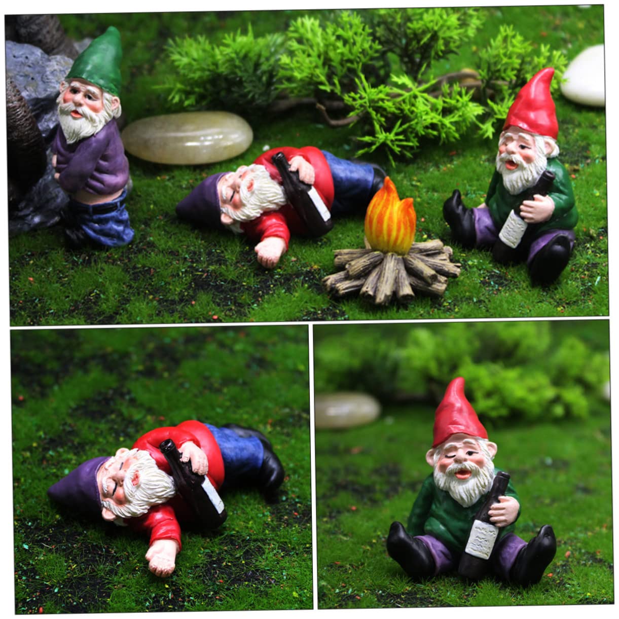 Ciieeo 9pcs Resin Dwarf Figurines for Landscape Decor Cute Garden Gnome Ornaments Outdoor Decorations for Lawn Patio and Office