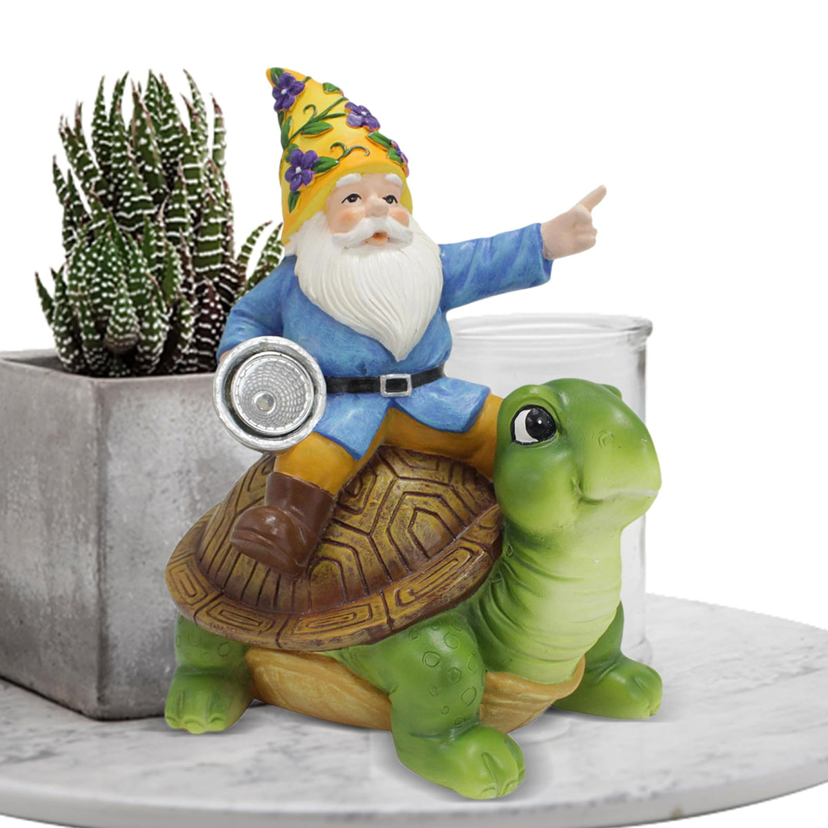Qyljeiwred Solar Turtles for Outdoors | Solar Turtle Figurine Light with Gnome - Waterproof Tortoise Sculpture for Outdoor Courtyard Poolside Patio Garden Decoration