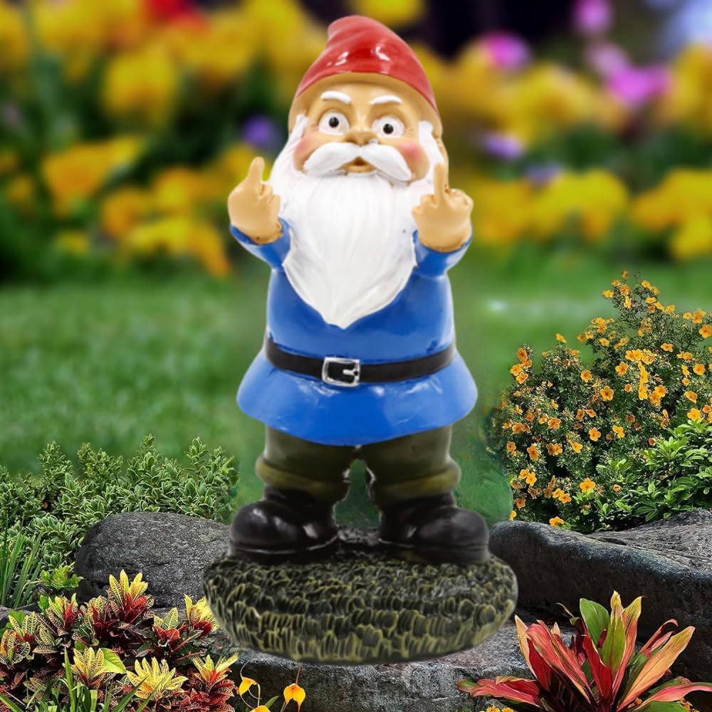 Garden Gnomes Funny Garden Ornaments Outdoor - Rude Garden Gnomes Middle Finger Gifts - Gnomes Garden's Ornaments Outdoor or Indoor