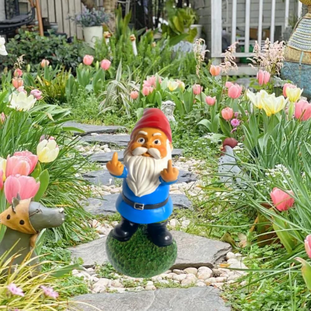 Garden Gnomes Funny Garden Ornaments Outdoor - Rude Garden Gnomes Middle Finger Gifts - Gnomes Garden's Ornaments Outdoor or Indoor
