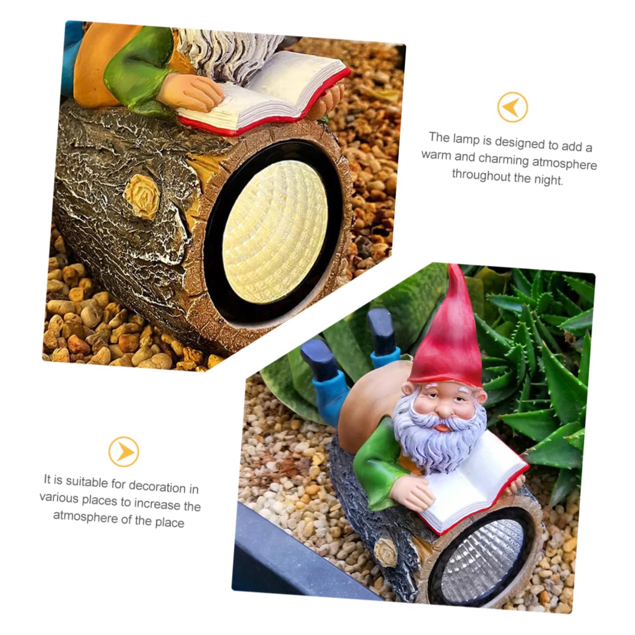 Toyvian Lawn Solar Lamp Garden Dwarf Statue Solar Powered Outdoor Light for Decoration Charming Resin Gnome Sculpture for Garden Courtyard and Patio
