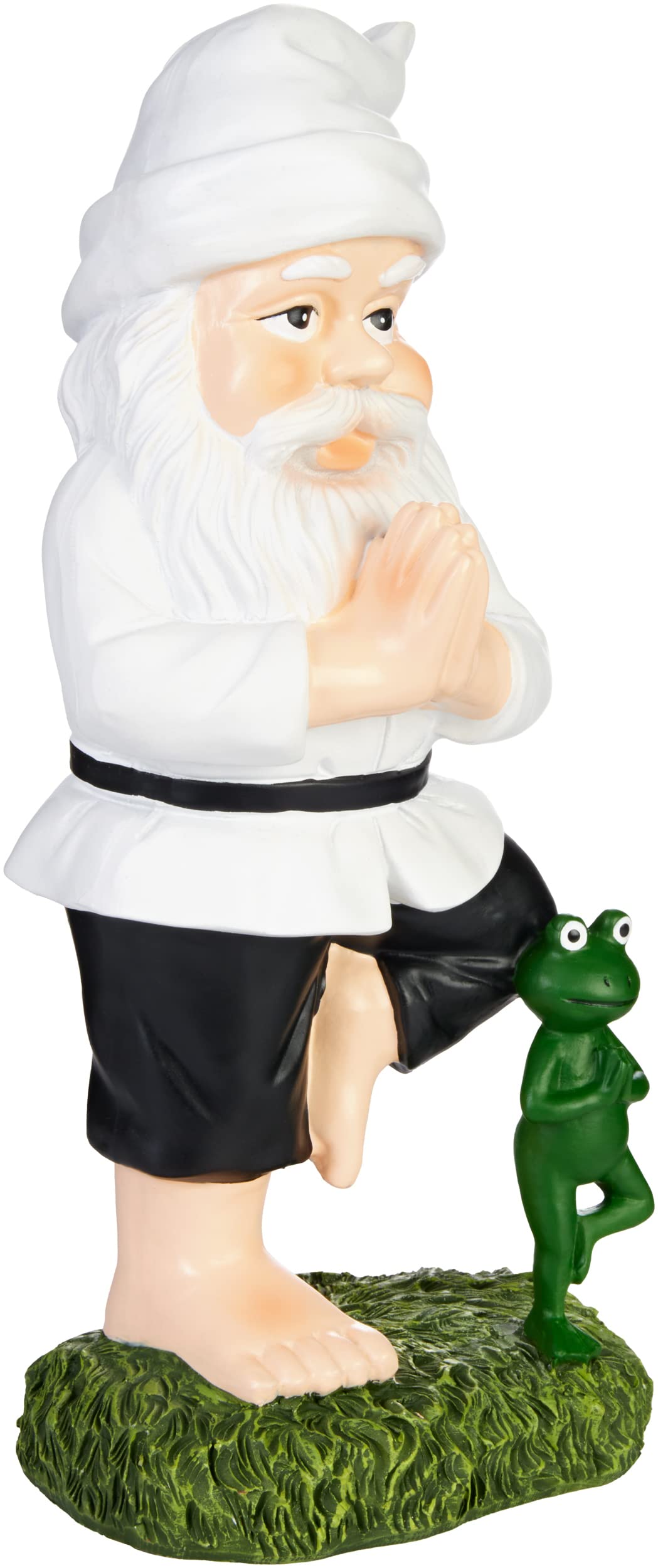 BRUBAKER Garden Yoga Gnome Tree - Gnome with Frog - Garden Sport Figure Vrksasana - Weatherproof Zen Decoration for Garden and Camping - Funny White Outdoor Decoration - 9.5 inches