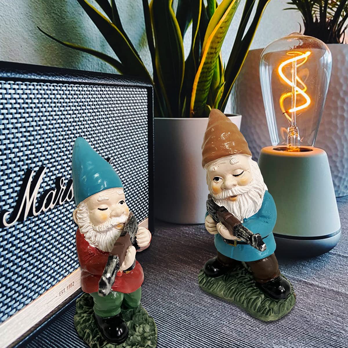 PERFECTOP 3Pcs Military Soldier Garden Gnomes with Guns AK47, Funny Army War Combat Defender Gnome Statue Figurines, Indoor Outdoor Patio Yard Lawn Desktop Ornament Decor,Valentine's Day Men Gift