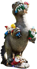 Dinosaur Eating Gnomes Garden Ornament, Funny Lifelike Animal Statue,Best Art Decor for Indoor Outdoor Home Office