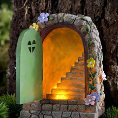 Srliya Solar Light Fairy Garden Miniature Door Sculpture Resin Statue (11 Black [8 Lights]), Srliyawbm5tsnrfq-79
