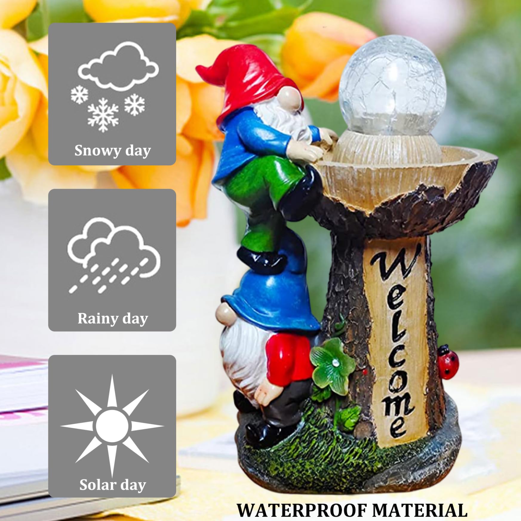 Gnome Solar Lights Outdoor Garden,Garden Gnomes Solar Light Garden Gnome Statue for Home Yard Porch Decor