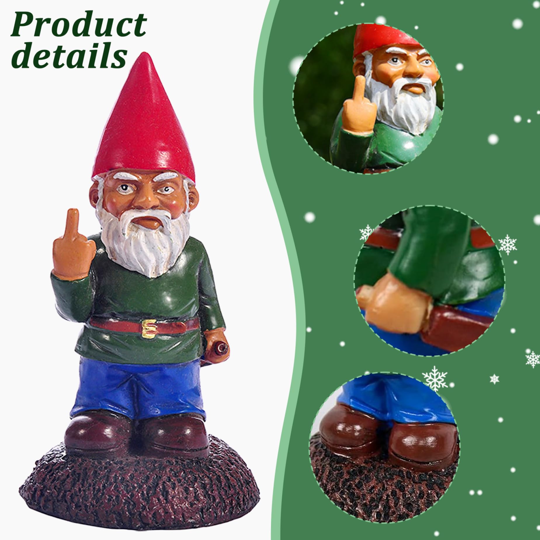Garden Gnomes Funny Middle Finger Gnomes Garden Ornaments Resin Rude Garden Gnomes Middle Finger Naughty Gnomes for Yard Lawn Garden Decorations