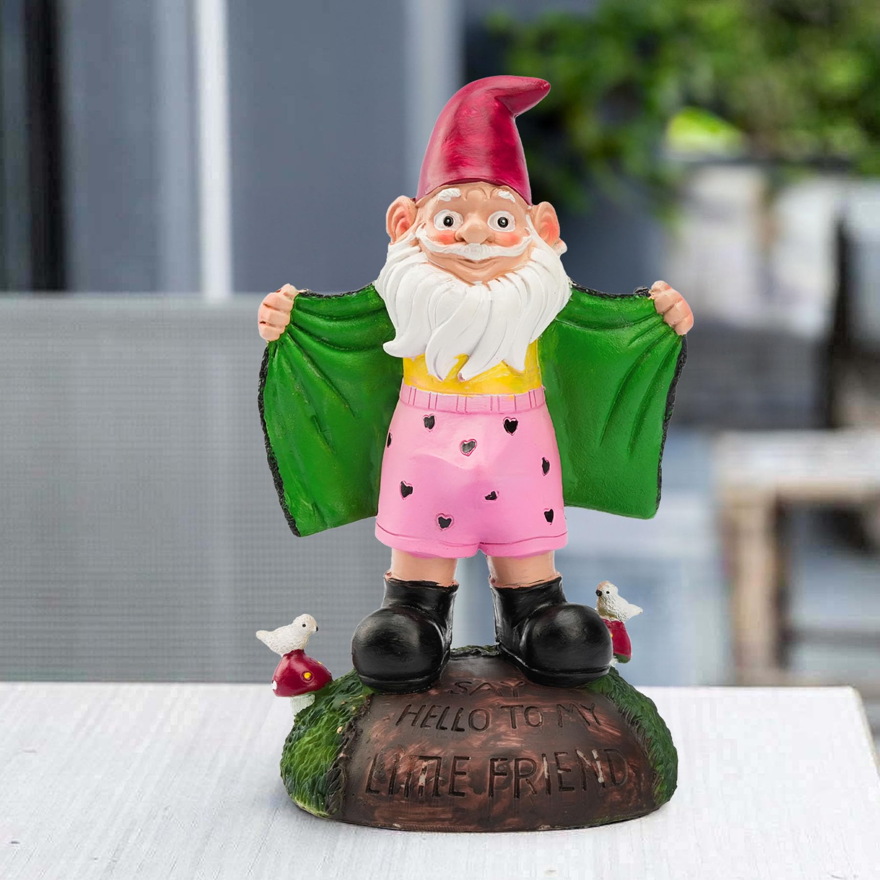 Euiroet 9.6" Funny Gnome Statue,Outdoor Landscape Accent,Large Garden Sculptures & Statue,Whimsical Gnome Patio Figurine for Lawn Ornament,Backyard Decor