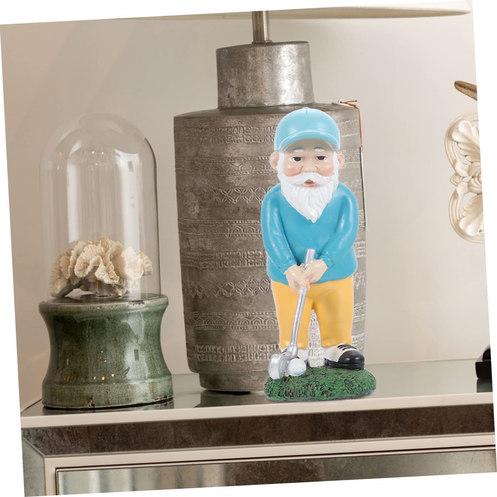 ORFOFE Miniature Golfing Dwarf Ornament Resin Gnome Statue Garden Decorations Fairy Garden Accessory