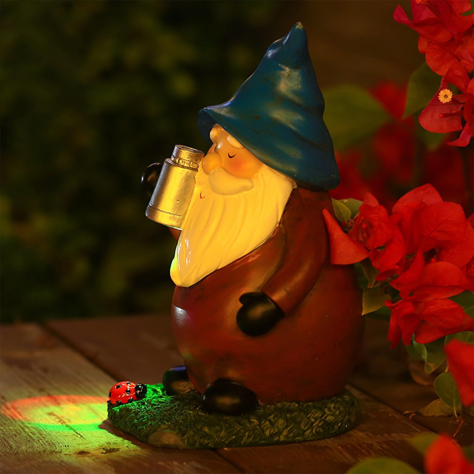 Solar Gnomes | Garden Gnome Statues | Ornaments Statues Figurines Sculptures with Light Waterproof for Porch Patio Halloween Fall Front Backyard