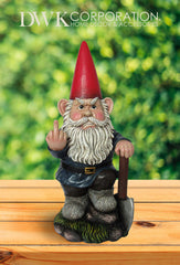 World Of Wonders Naughty Garden Gnome with Axe Flipping Bird Statue