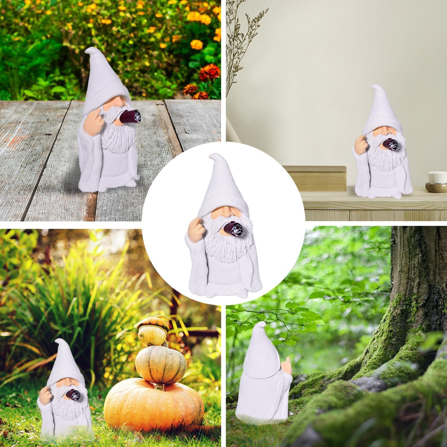 YUSWBCO Middle Finger Gnomes, Garden Gnomes Outdoor, Funny Garden Gnomes, White