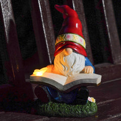Solar Garden Gnomes Outdoor Statues - Gnome Figurine Reading Book with Butterfly LED Lights Funny Gnomes for Garden Decor Yard Patio Lawn Ornaments Gifts for Women