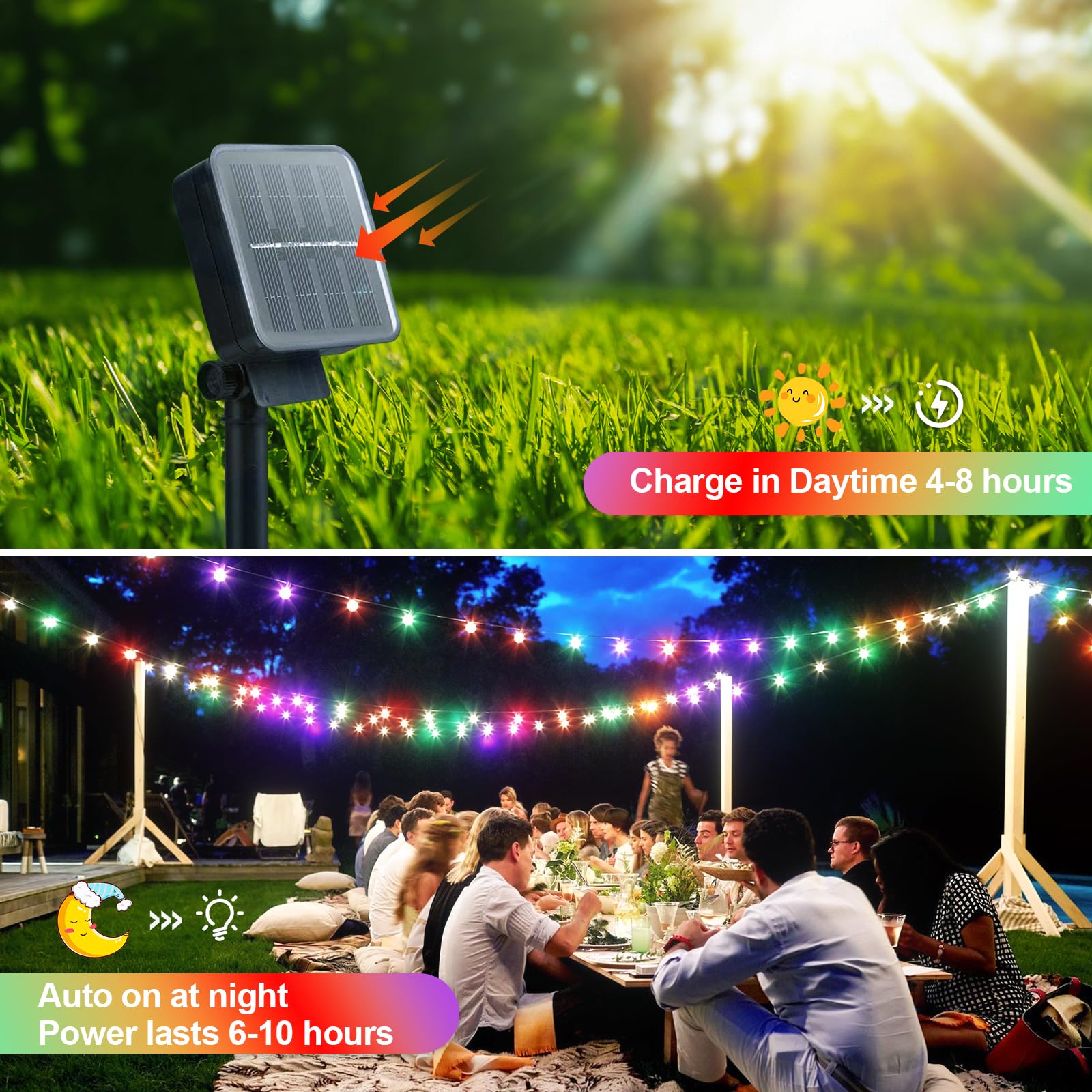 STANBOW Solar String Lights - 30FT/9M, 60 LED, Waterproof, Crystal Ball Lights With 8 Modes, Multicoloured, Decorative for Home, Yard, Patio, Party, Wedding