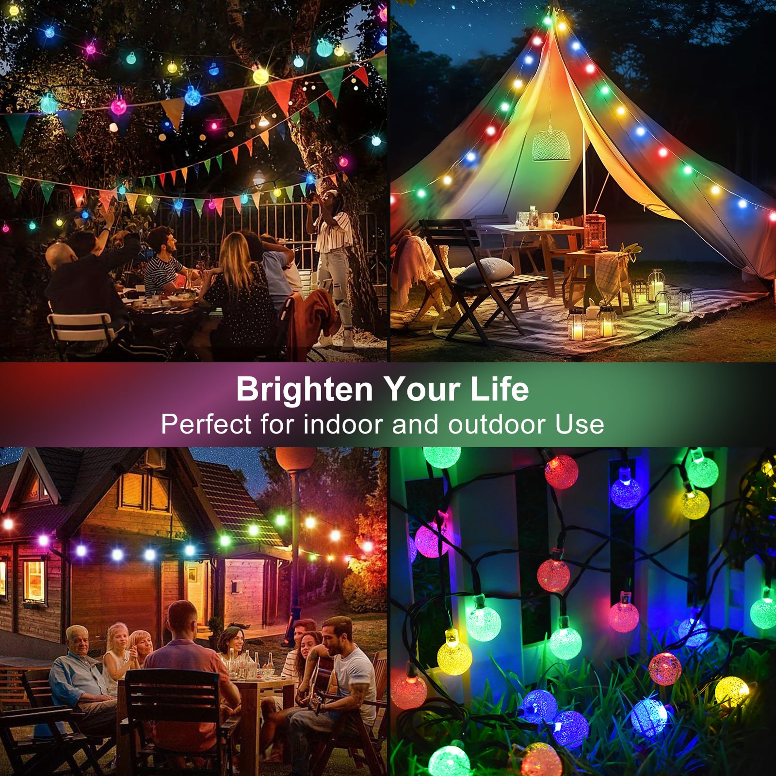 STANBOW Solar String Lights - 30FT/9M, 60 LED, Waterproof, Crystal Ball Lights With 8 Modes, Multicoloured, Decorative for Home, Yard, Patio, Party, Wedding