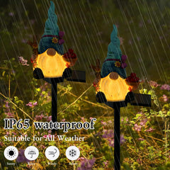 LAIAMER Solar Gnome Garden Lights, Outdoor Gnome Statue with Flowers & Apple, Solar Powered Fairy Garden Lights Gnome Decorations for Home Outside Yard Lawn Patio Gnomes Gifts (Blue)