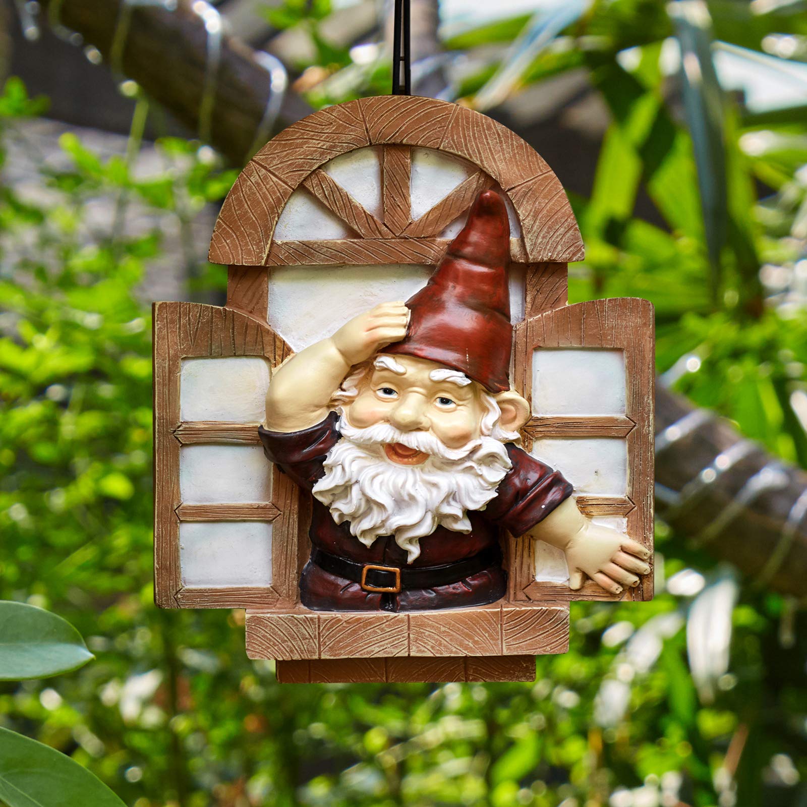 Garden Gnomes Elf Open Window Tree Hugger, Knothole Welcome Gnomes Garden Tree Sculptures, Tree Face Garden Gift, Open The Window Garden Peeker Yard Art for Tree Resin, 12 inch