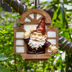 Garden Gnomes Elf Open Window Tree Hugger, Knothole Welcome Gnomes Garden Tree Sculptures, Tree Face Garden Gift, Open The Window Garden Peeker Yard Art for Tree Resin, 12 inch