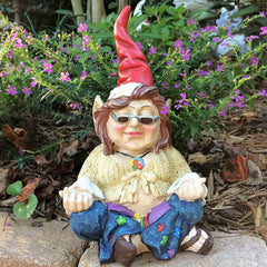 Funny Garden Gnome Couple Statue - The 60's Peace Man and Chick Hippie Zen Naughty Gnome Garden Peeker Yard Art Decoration for Indoor Outdoor Lawn Ornaments Garden Sculpture Very personal(D)